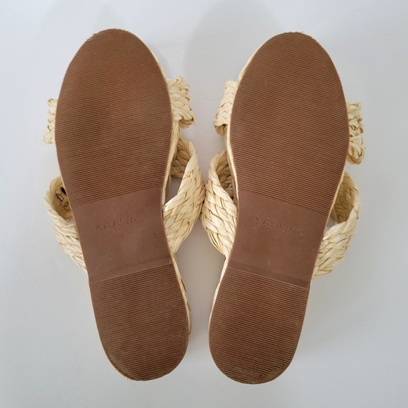 Kaanas Inagua Slip-On Sandals Natural Raffia & Leather Platform Women's Size 7 - Picture 9 of 11